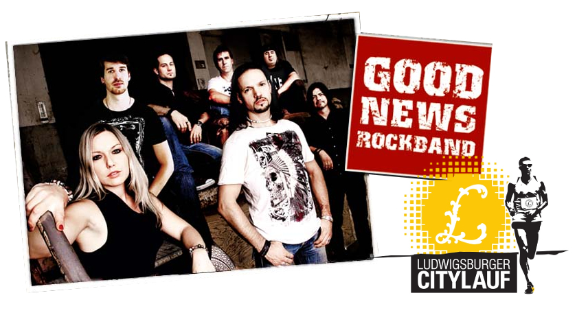 Good News Rockband macht Musik beim 20. Citylauf in Ludwigsburg